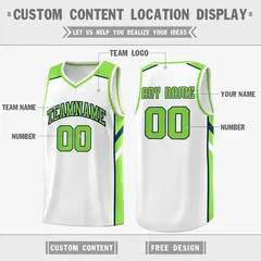 White Green Classic Men/Boy Athletic Basketball Jersey 2