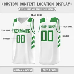 White Green Classic Mesh Sport Basketball Jersey 2