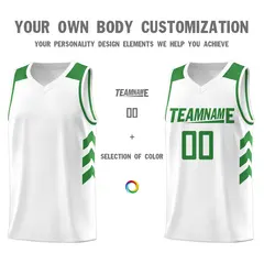 White Green Classic Mesh Sport Basketball Jersey 3