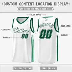 White Green Classic Mesh Sport Basketball Jersey 2
