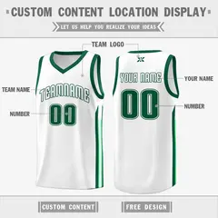White Green Classic Mesh Sport Basketball Jersey 2