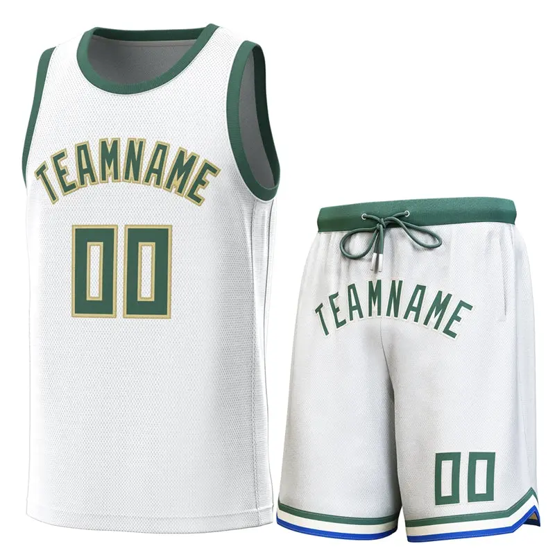 White Green Classic Sets Basketball Jersey
