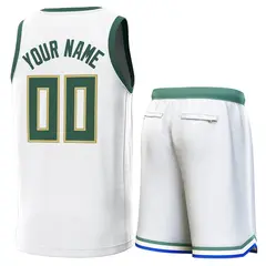 White Green Classic Sets Basketball Jersey 3