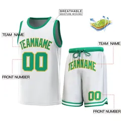 White Green Classic Sets Basketball Jersey 2