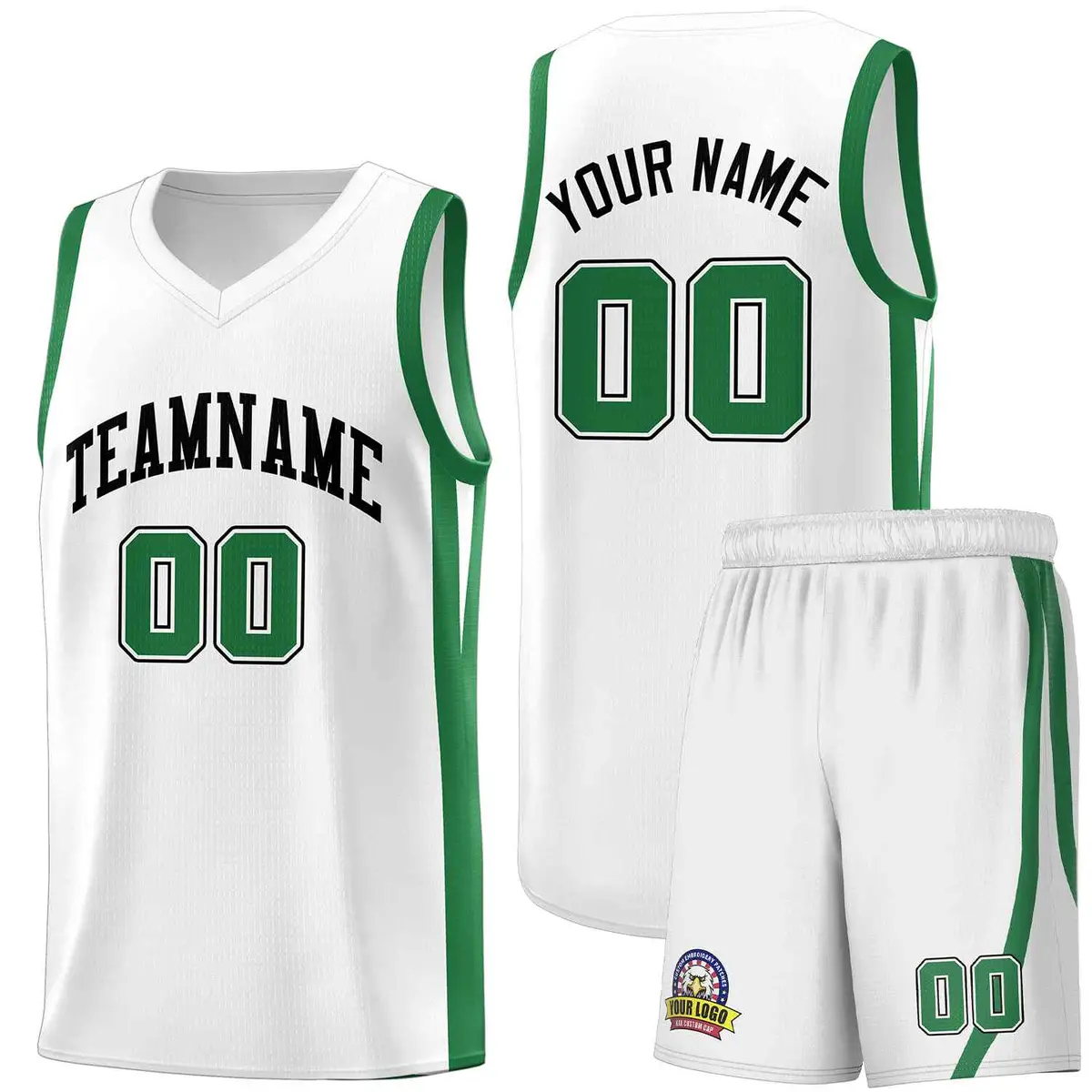White Green Classic Sets Sports Basketball Jersey