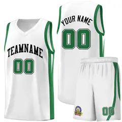 White Green Classic Sets Sports Basketball Jersey