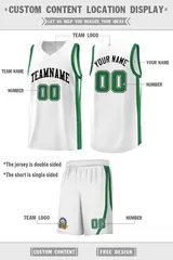 White Green Classic Sets Sports Basketball Jersey 2