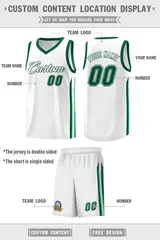 White Green Classic Sets Sports Basketball Jersey 2