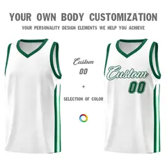 White Green Classic Sets Sports Basketball Jersey 3