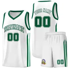 White Green Classic Sets Sports Basketball Jersey