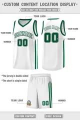 White Green Classic Sets Sports Basketball Jersey 2