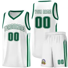 White Green Classic Sets Sports Basketball Jersey