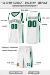 White Green Classic Sets Sports Basketball Jersey 2