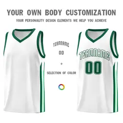 White Green Classic Sets Sports Basketball Jersey 3