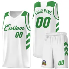 White Green Classic Sets Sports Basketball Jersey