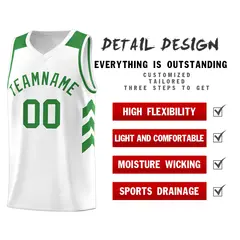 White Green Classic Sets Sports Basketball Jersey 5
