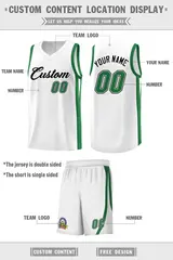 White Green Classic Sets Sports Basketball Jersey 2