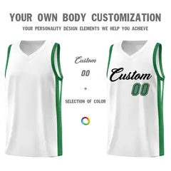 White Green Classic Sets Sports Basketball Jersey 3