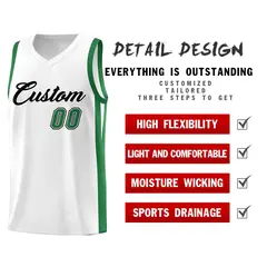 White Green Classic Sets Sports Basketball Jersey 5