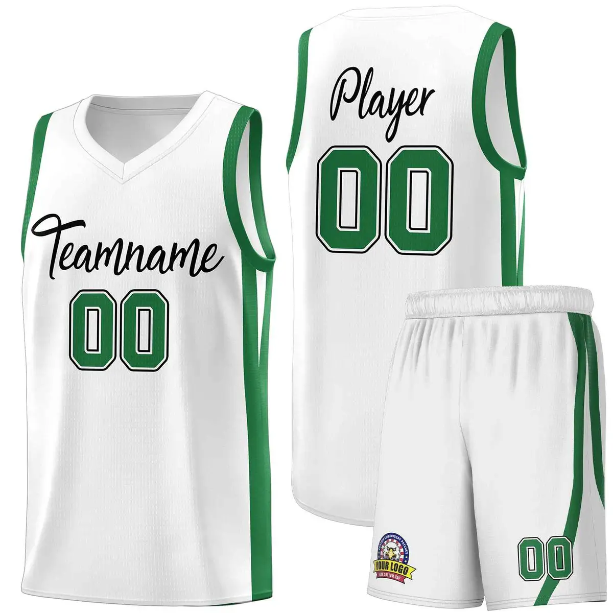 White Green Classic Sets Sports Basketball Jersey