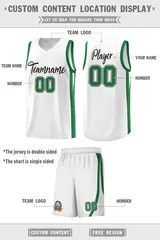 White Green Classic Sets Sports Basketball Jersey 2