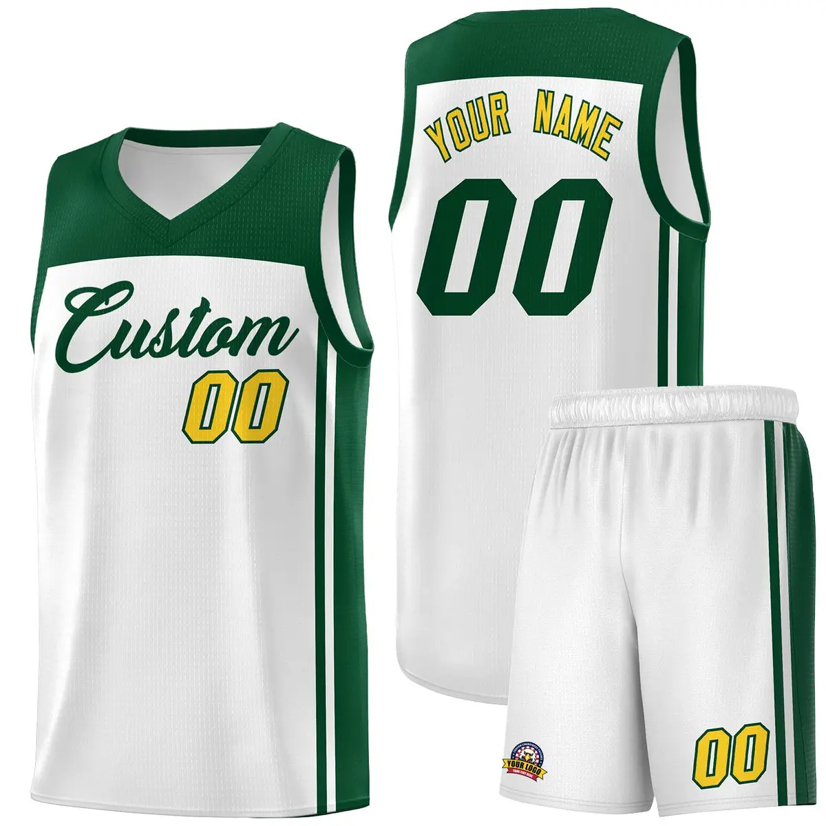 White Green Classic Sets Sports Basketball Jersey