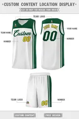 White Green Classic Sets Sports Basketball Jersey 5