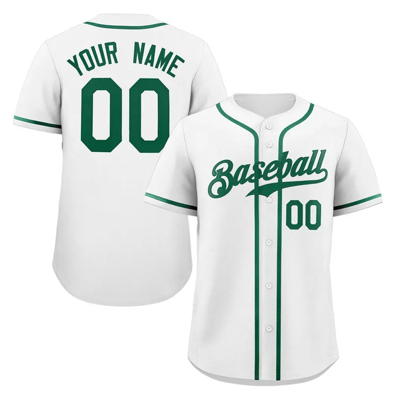 White Green Classic Style Authentic Baseball Jersey