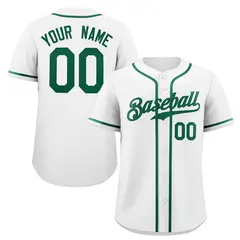 White Green Classic Style Authentic Baseball Jersey