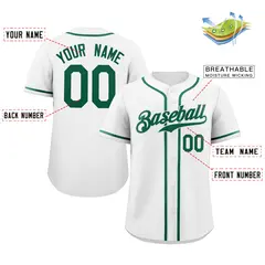 White Green Classic Style Authentic Baseball Jersey 2