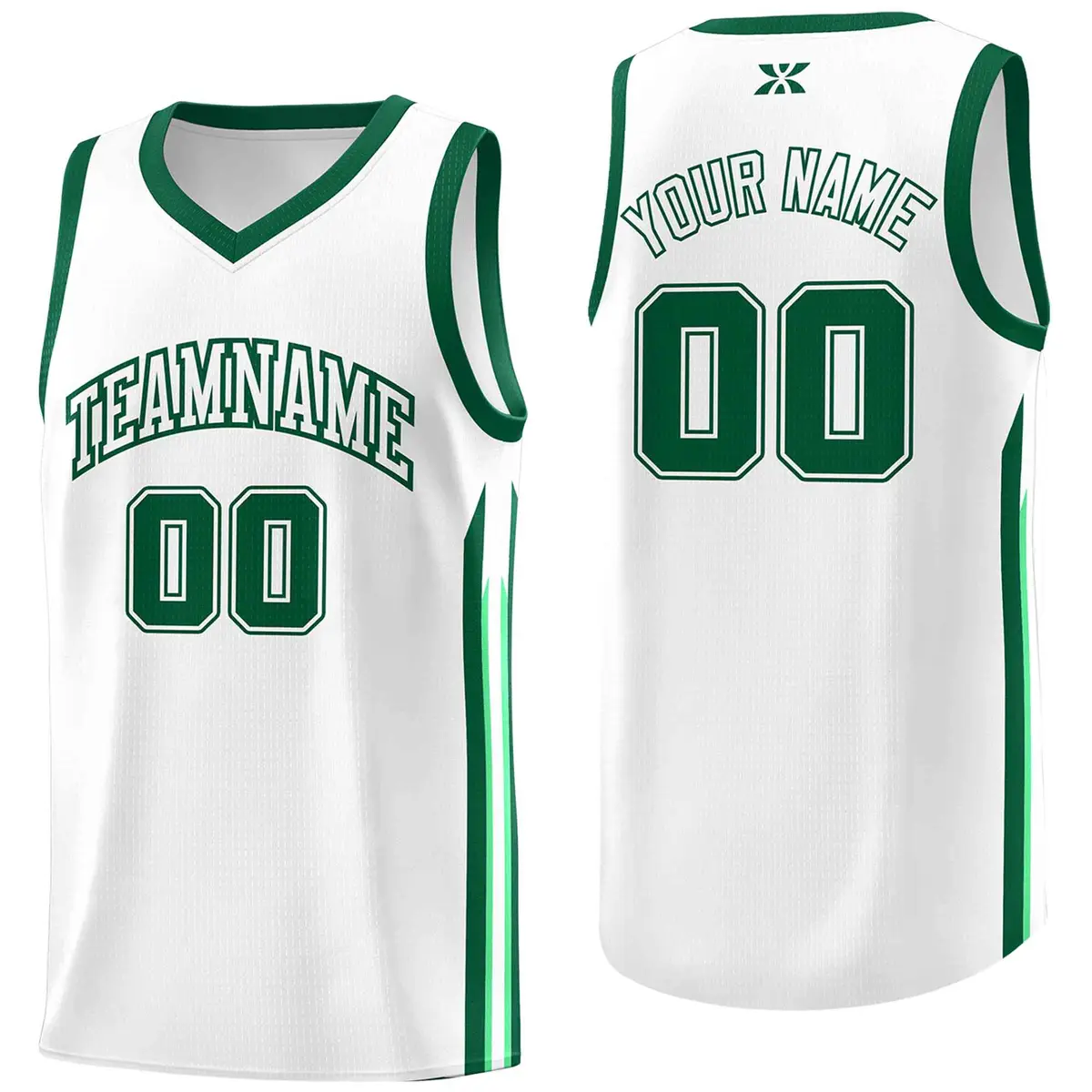 White Green Classic Tops Mesh Bull Basketball Jersey