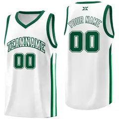 White Green Classic Tops Mesh Bull Basketball Jersey
