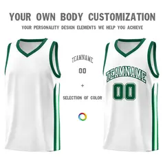 White Green Classic Tops Mesh Bull Basketball Jersey 3