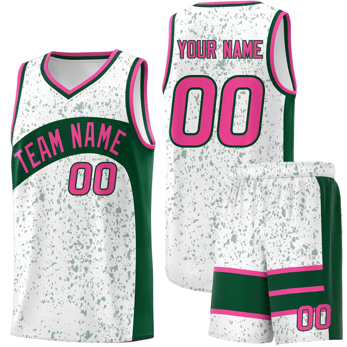 White Green Dot Graffiti Irregular Pattern Basketball Jersey