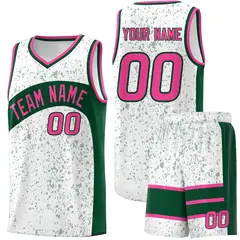 White Green Dot Graffiti Irregular Pattern Basketball Jersey