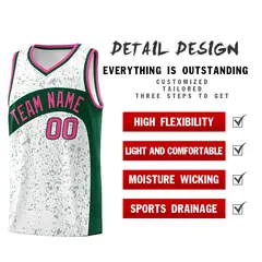 White Green Dot Graffiti Irregular Pattern Basketball Jersey 2
