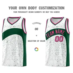 White Green Dot Graffiti Irregular Pattern Basketball Jersey 3