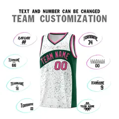 White Green Dot Graffiti Irregular Pattern Basketball Jersey 4