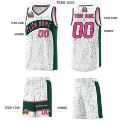 White Green Dot Graffiti Irregular Pattern Basketball Jersey 5