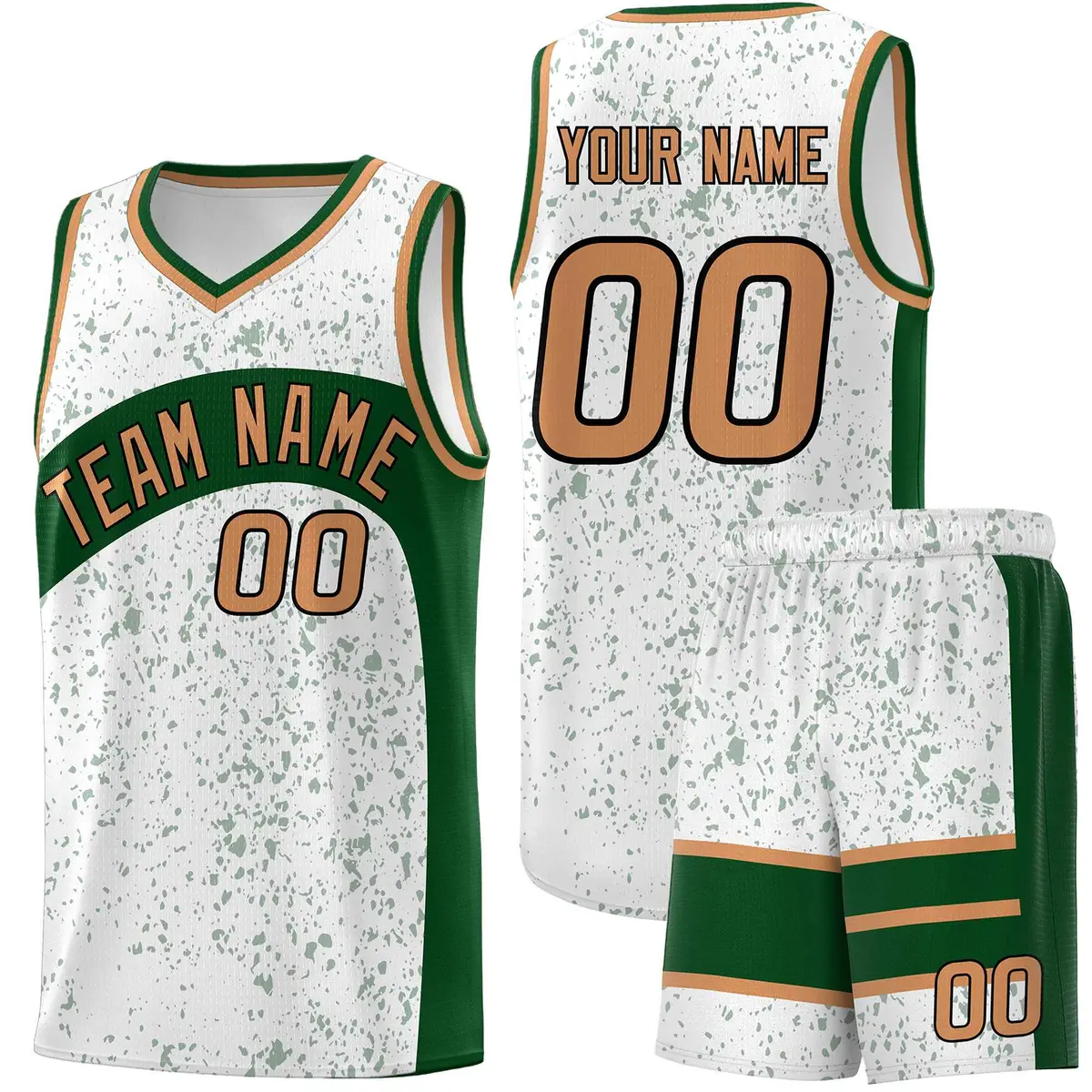 White Green Dot Graffiti Irregular Pattern Basketball Jersey