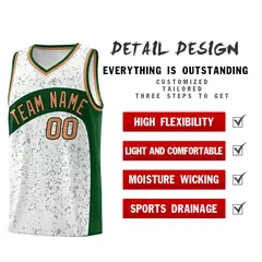 White Green Dot Graffiti Irregular Pattern Basketball Jersey 2