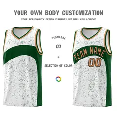 White Green Dot Graffiti Irregular Pattern Basketball Jersey 3