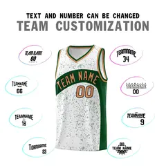 White Green Dot Graffiti Irregular Pattern Basketball Jersey 4