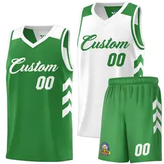White Green Double Side Sets Basketball Jersey