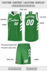 Men's White Green Double Side Sets Basketball Jersey 2