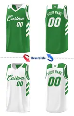 Men's White Green Double Side Sets Basketball Jersey 3