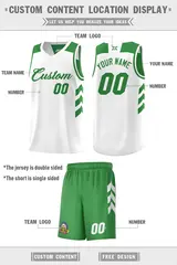 Men's White Green Double Side Sets Basketball Jersey 4