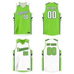 White Green Double Side Sets Basketball Jersey 1
