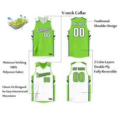 White Green Double Side Sets Basketball Jersey 2