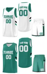 White Green Double Side Sets Design Basketball Jersey 3
